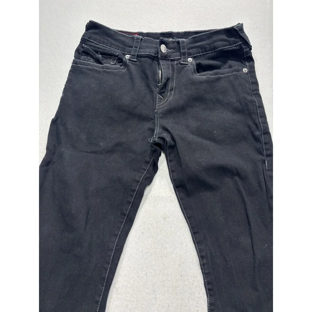True Religion Ricky Relaxed Straight Jeans Mens 32x32 Black Dark Wash Stretch